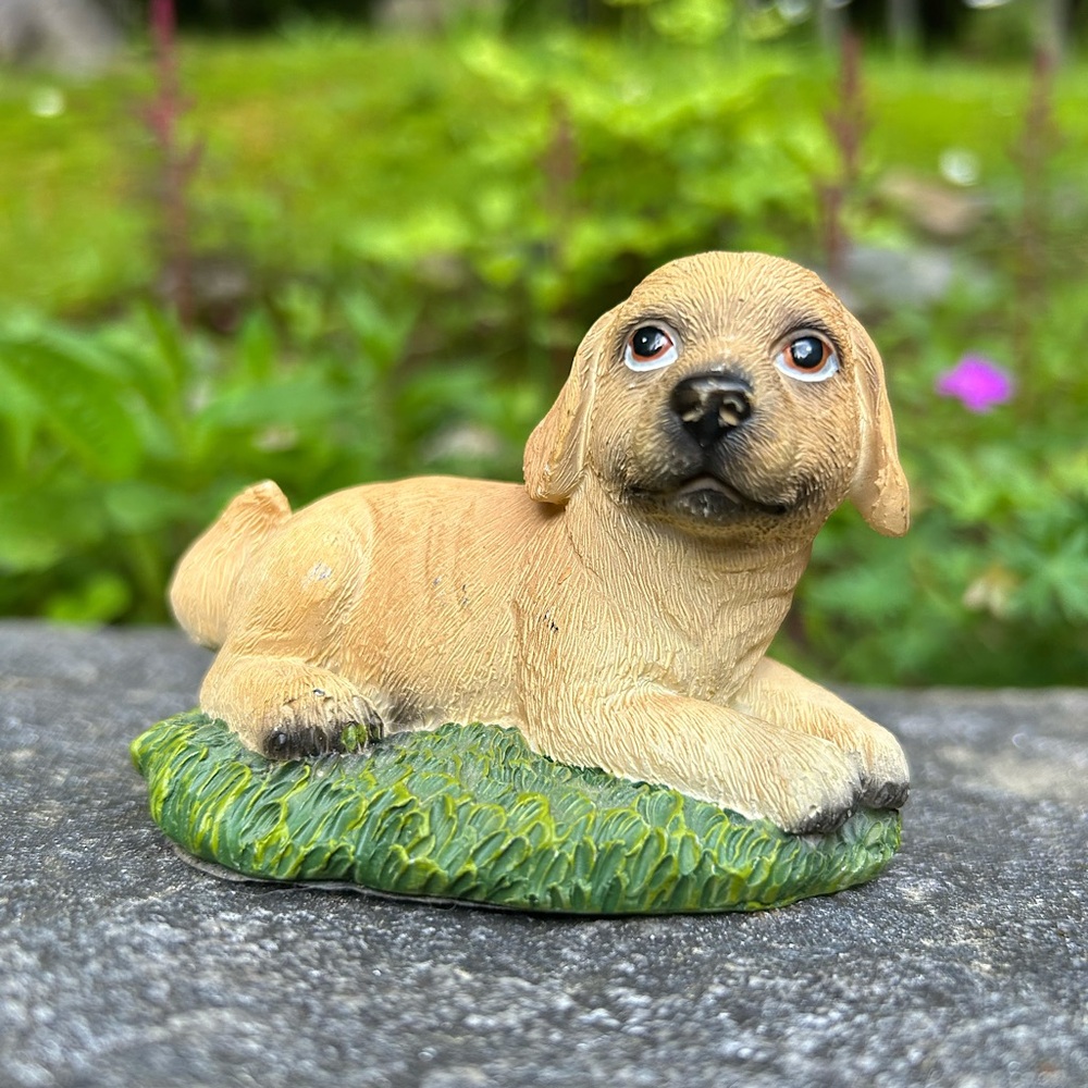 Yellow Lab Puppy Figurine Decor Vintage Tender Times Dog Collectible Statue